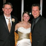 Megan (Mohney) & Chris Kelleher with wedding DJ William Ryan at the Modern Art Museum in Fort Worth TX for their wedding